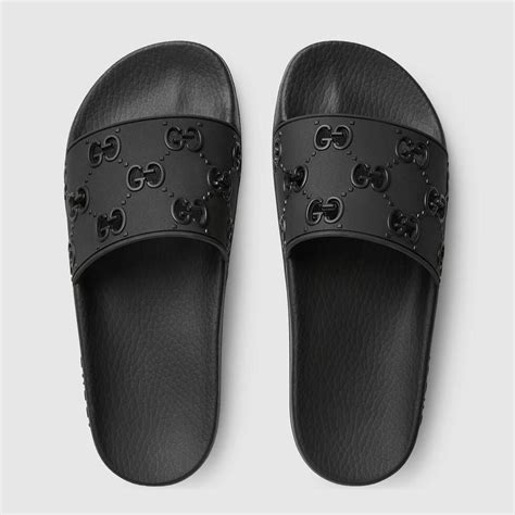 rubber gucci slides|Gucci rubber slides women's.